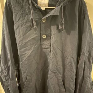 Old Navy Men's Dark Blue Hooded Shirt Jacket